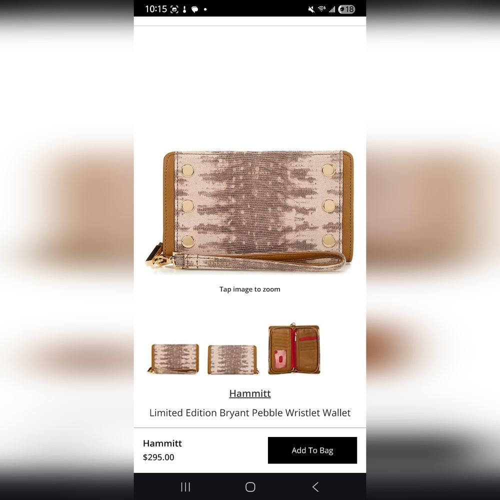 Hammitt Pebble Texture Wristlet in Brown and Tan Limited Release